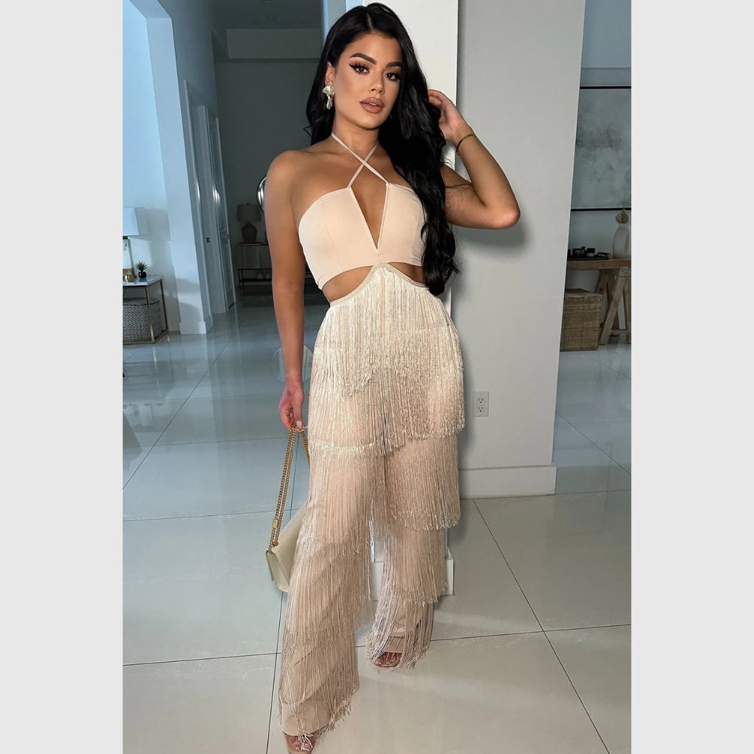 BEIGE FRINGES JUMPSUIT By Yessey