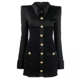 BUTTON TWEED BLACK DRESS By Yessey