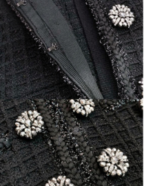 BUTTON TWEED ZWART KORT MOUW JURK By Yessey