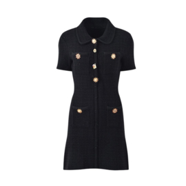 TWEED ZWART MET KORTE MOUW JURK By Yessey