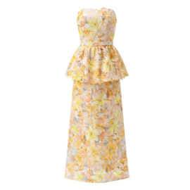 GELE STRAPLESS JURK PEPIUM By Yessey