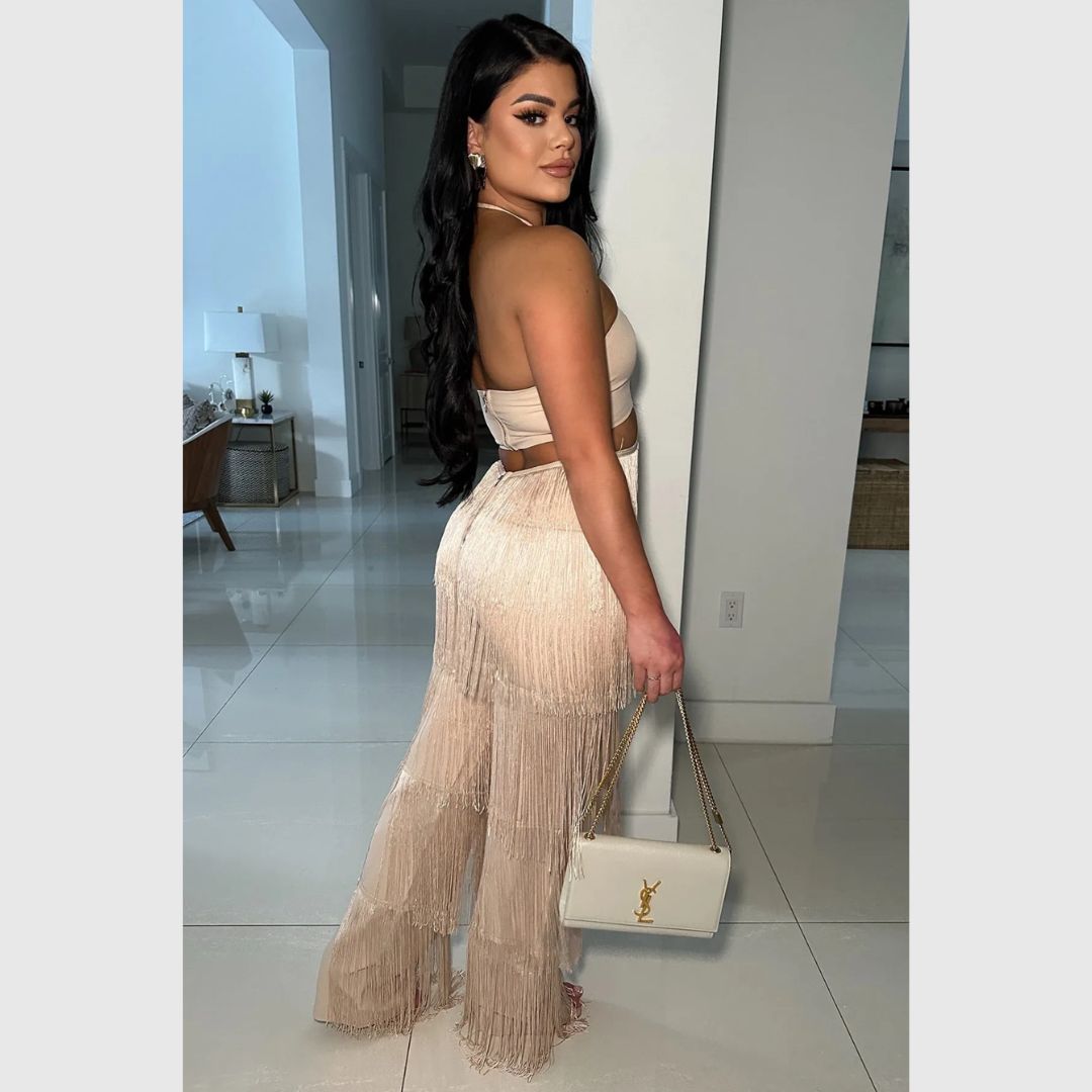 BEIGE FRINGES JUMPSUIT By Yessey