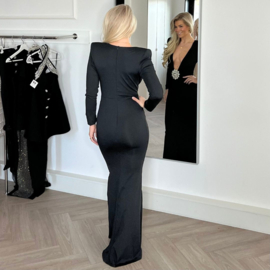 ZWARTE DEEP-V GLAM AVONDJURK By Yessey