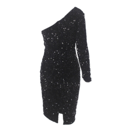 ONE SLEEVE BLACK SEQUIN DRESS By Yessey