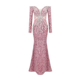 EXCLUSIEVE ROZE AVONDJURK MET MOUWEN By Yessey