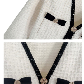 TWEED WIT ZWART MET MOUWEN JURK By Yessey