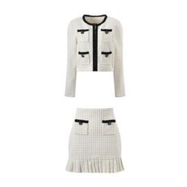 TWEED WIT ZWART MET MOUWEN SET By Yessey