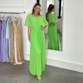 PLISSE V GREEN PASTEL DRESS  By Yessey