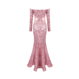 EXCLUSIEVE ROZE AVONDJURK MET MOUWEN By Yessey