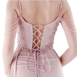 BRUILOFT AVONDJURK MET SPLIT BLUSH ROZE By Yessey