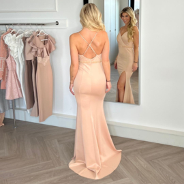 BEIGE AVONDJURK MET SPLIT By Yessey