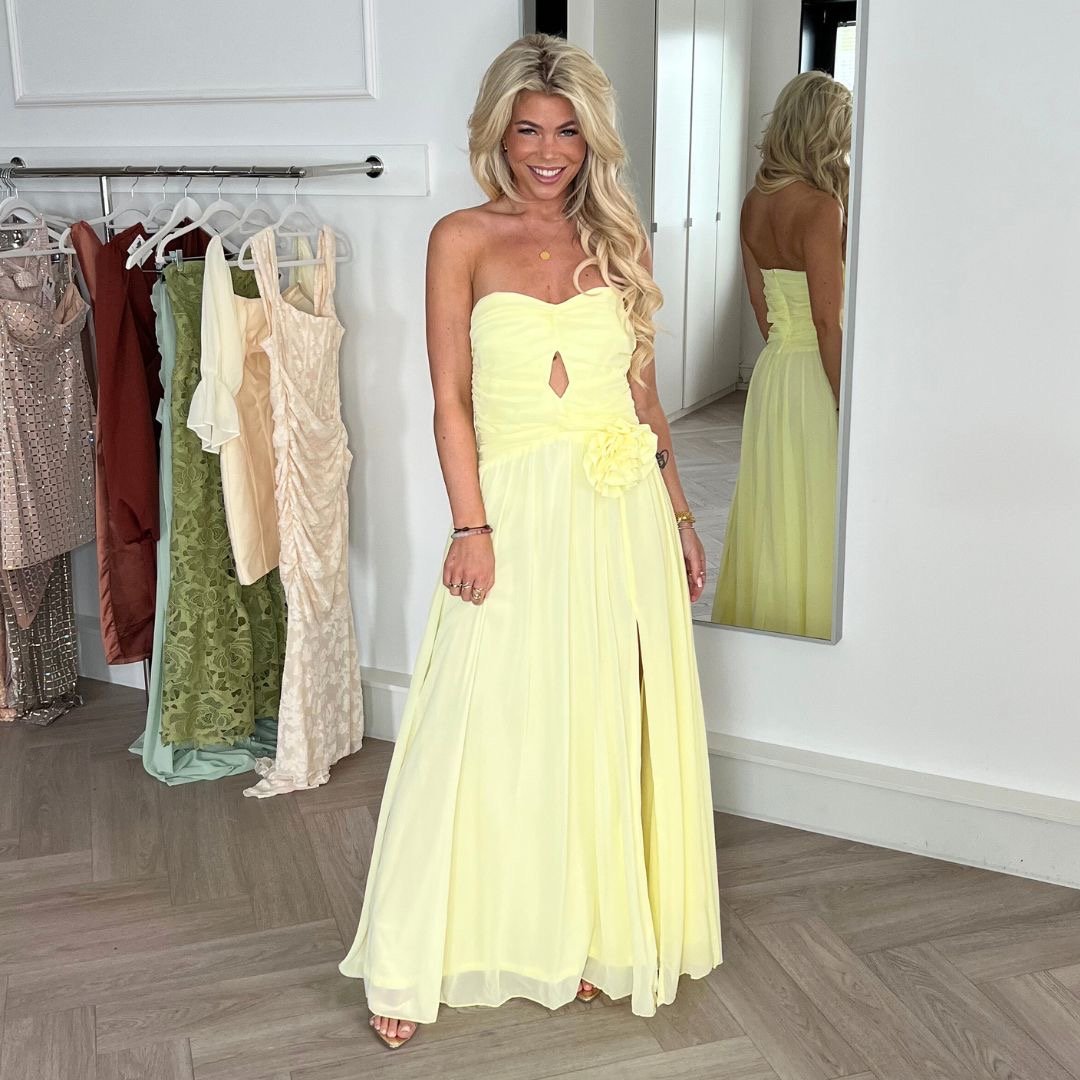GELE  STRAPLESS FLOWER JURK By Yessey