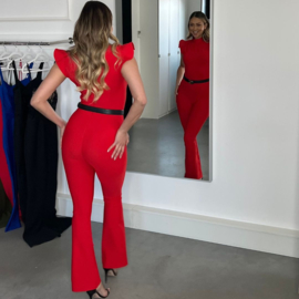 RUFFLES  RED JUMPSUIT By Yessey