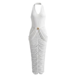 WITTE JURK MET V-HALS & GOUDEN DETAIL By Yessey