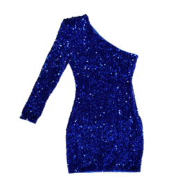 ONE SLEEVE ROYAL SEQUIN DRESS By Yessey