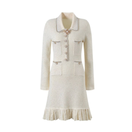 TWEED GLAM OFFWHITE MET MOUWEN JURK By Yessey