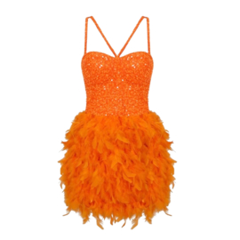 ORANJE FEATHER FEESTJURK By Yessey