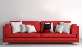 Black red velvet cushion cover Cat RUBY BLACK