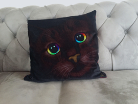 Black velvet cushion cover Cat  DARK BEAUTY