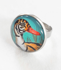 Anillo cabujón pájaro PATO TIGRE