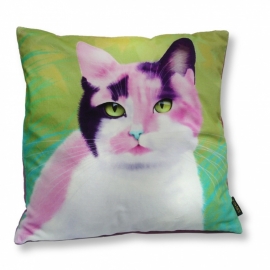 Pink green velvet cushion cover Cat MAYSA