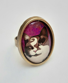 Cabochon ring cat CHOCO PRINCE