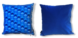 Blue velvet cushion cover CORN FLOWER