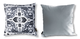 Black-grey-white velvet cushion cover WHITE WAGTAIL