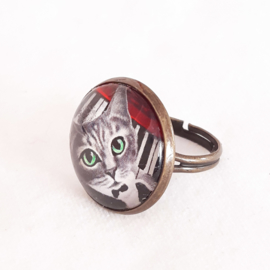 Cabochonring katt NORA