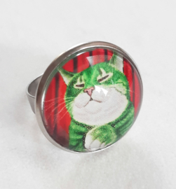 Cabochon ring cat Mr GREEN