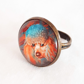 Bague cabochon chien LADY