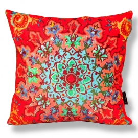 Red velvet cushion cover CORN ROSE