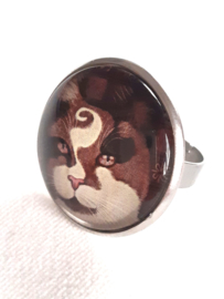 Cabochon-Ring Katze CHOCO PRINCE2