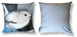 Bird cushion SNOW WREN cotton/velvet pillow cover