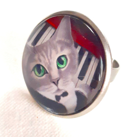 Cabochonring katt NORA