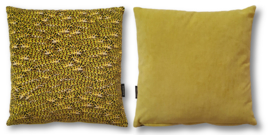 Mustard velvet cushion cover CATERPILLOW COMMON SWALLOWTAIL