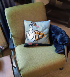 Bird cushion cover cotton or velvet TIGER DUCK