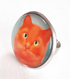 Cabochon ring cat ORANGE KING