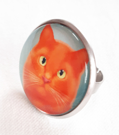 Cabochonring katt ORANGE KING