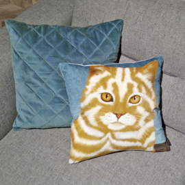 Mocca cream velvet cushion cover Cat MACCHIATO