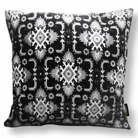 Housse coussin velours noire-grise-blanche IBIS SACRÉ