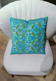 Turquoise velvet cushion cover CARIBBEAN