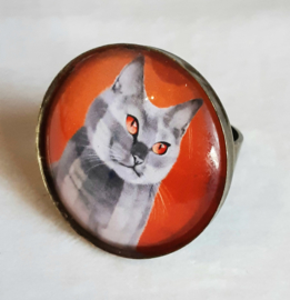 Cabochon-Ring Katze CALICO