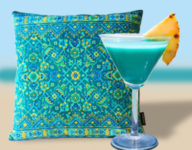 Turquoise velvet cushion cover BLUE HAWAII