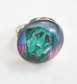 Anillo cabujón perro ESMERALDA