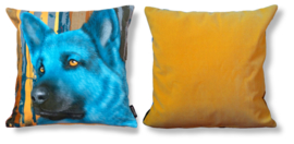 Housse coussin velours Bleue Chien AZURO