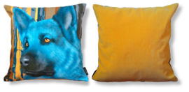 Dog throw pillow AZURO blue velvet pillow case