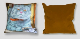 Housse coussin chat velours Grise PETIT MALIN 