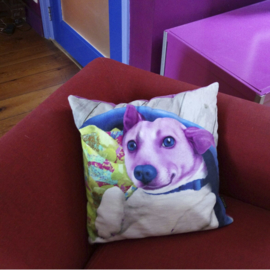 Purple velvet cushion cover Dog FAFFIE