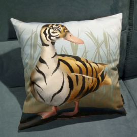 Bird cushion cover cotton or velvet TIGER DUCK